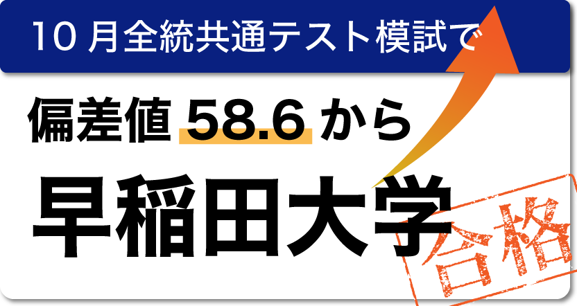 10月全統共通テスト模試で偏差値58.6から早稲田大学合格。