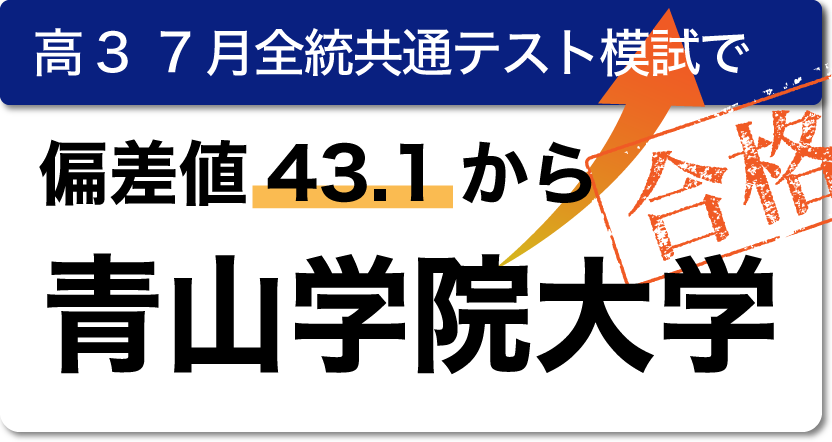 高3 7月全統共通テスト模試で偏差値43.1から青山学院大学合格。
