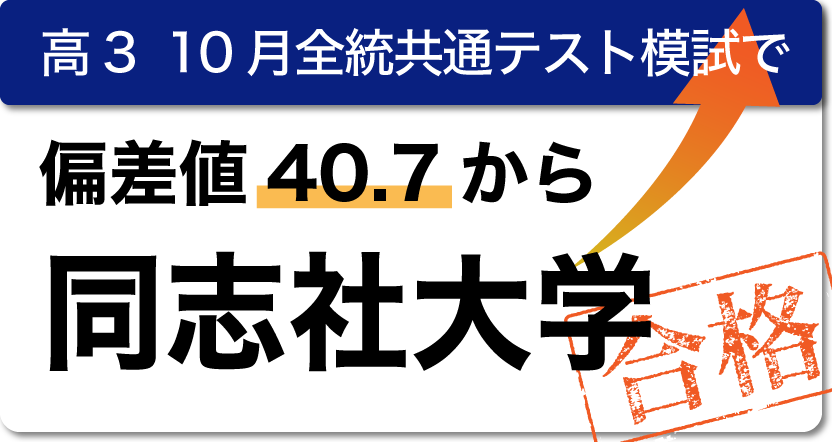 高3 10月全統共通テスト模試で偏差値40.7から同志社大学合格。