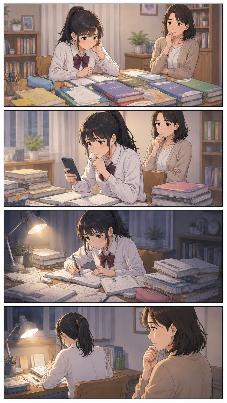 参考書や課題が多く何を優先すべきかわからない受験生の漫画