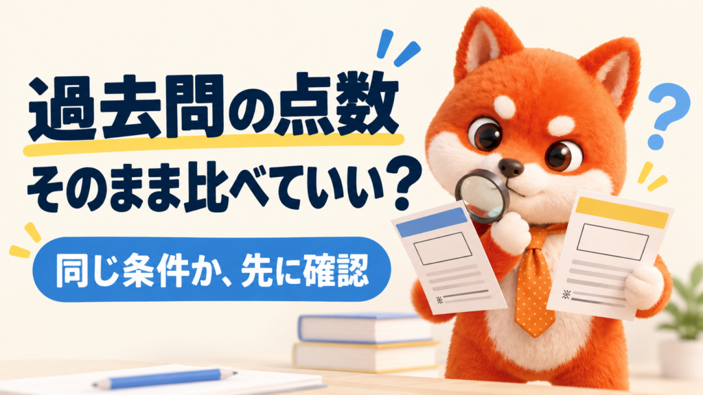 過去問の自己採点と合格最低点を同じ条件で比較する