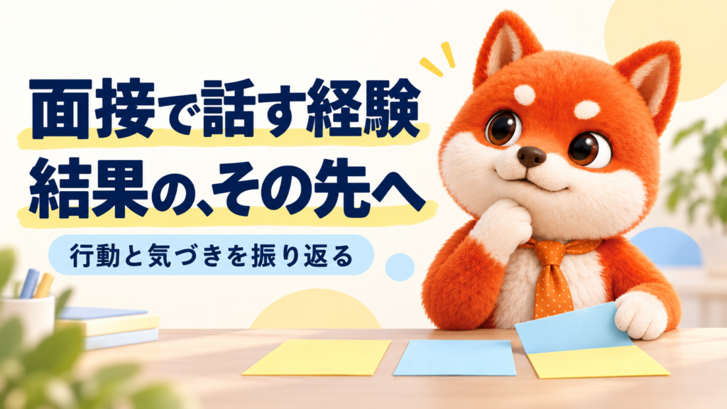 面接で話す経験について、結果の先にある行動や気づきを振り返るイメージ