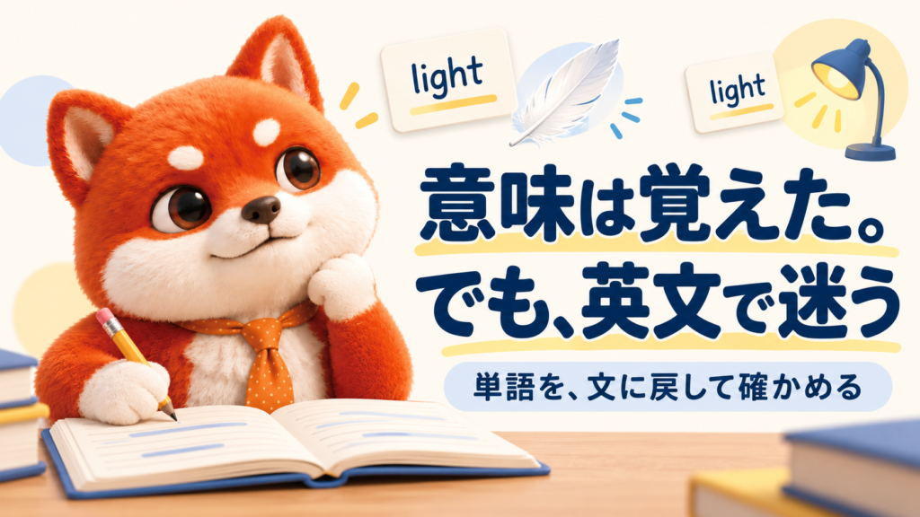 覚えた単語の意味を英文に戻して確かめるイメージ